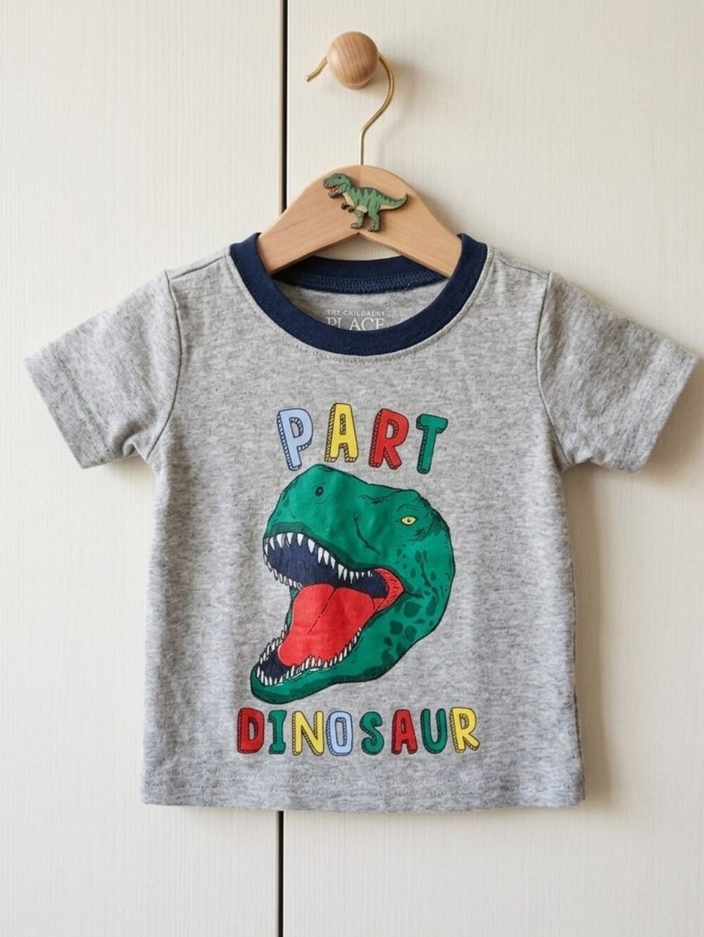 The Children's Place Baby Boys 3-6M Gray Dinosaur Graphic Short Sleeve T-Shirt